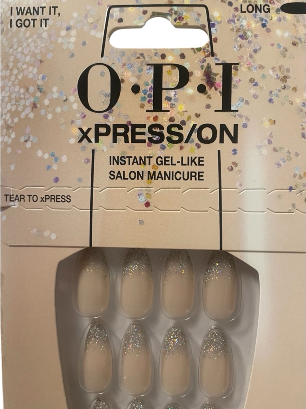 OPI Nude Ombre Press-On Nails with Silver Glitter Accents - Picture 4 of 10